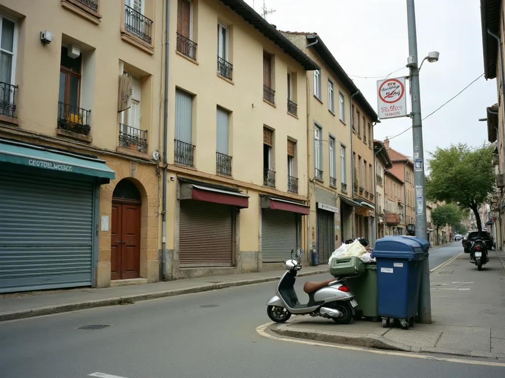 Béziers : les quartiers à éviter et ceux qui valent le coup en 2026 Rue résidentielle avec commerces fermés en rez-de-chaussée dans un quartier de Béziers